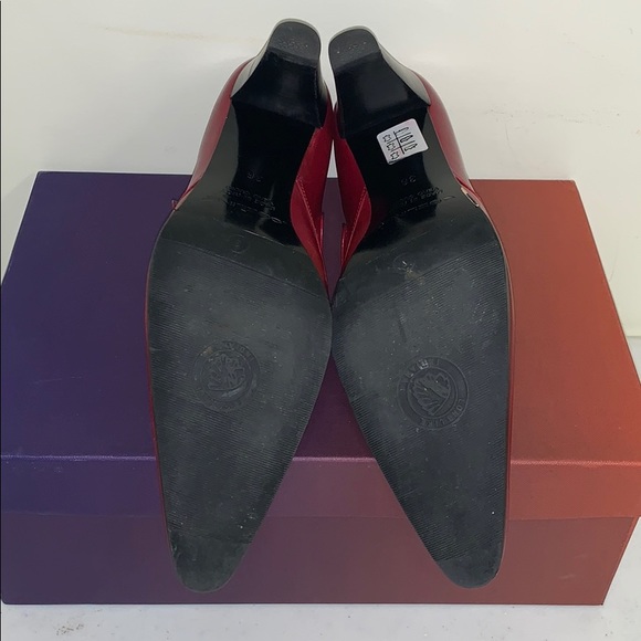 Obeline Leather Hugh Heel Shoes in Red - Picture 5 of 7